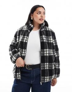 Куртка-борг New Look Curve в клетку черного цвета