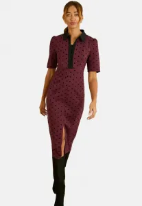 Платье-Рубашка миди с коротким рукавом, укороченный крой Love & Roses, Burgundy Red