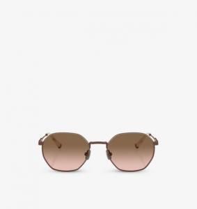 Солнцезащитные очки Bc2004St Sartorial Sunset в круглой оправе из титана с покрытием из розового золота Brunello Cucinelli, коричневый