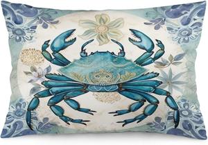 MaSiledy Чехол для подушки с принтом краба в морском стиле Winter-8