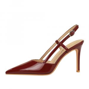 QITUMAUL Тонкие каблуки женские туфли на шпильке - бордовые [Высота каблука 9 см], цвет Burgundy[Heel Height 9cm]