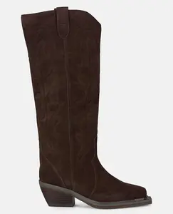 Женские сапоги с вышивкой и широким каблуком Alma en Pena, коричневый