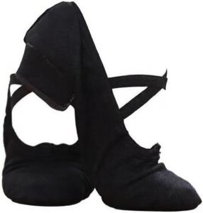 Балетные туфли, танцевальные тапочки, эластичные балетные туфли из холста для взрослых, мягкие балетные туфли для танцев для женщин, девушек и мальчиков Generic, черный