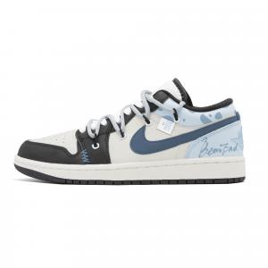 Джордан Эйр 1 Противоскользящие Износостойкие Низкие Винтажные Баскетбольные Кроссовки Мужские Синие