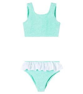 Оливковый бикини с рюшами Hunza G Kids, Metallic Mint