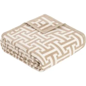 Плед Jacquard Decke Cambridge с простым лабиринт-монотипом Ibena, бежевый
