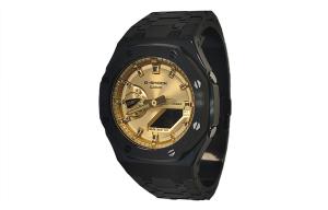 Casio Мужские часы с жидкокристаллическим/аналоговым двойным дисплеем 44 мм золотые