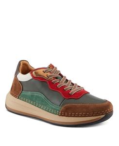 Женские кожаные кроссовки Spring Step BOOKER в стиле ретро со съемными стельками и яркими замшевыми вставками Spring Step, Olive multi