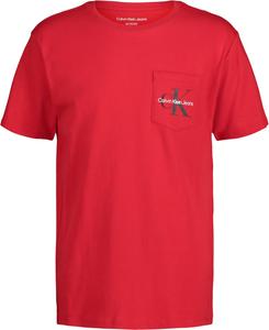 Футболка Calvin Klein Boys с коротким рукавом, карманом, логотипом и круглым вырезом, мягкая, удобная, свободного кроя, Classic Racing Red