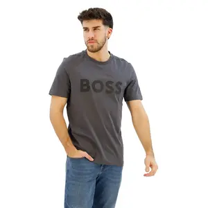 Футболка с коротким рукавом BOSS Tape Logo, серый