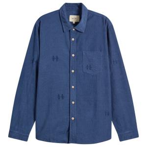 Направление вышивки на рубашке из вельвета Folk, soft синий