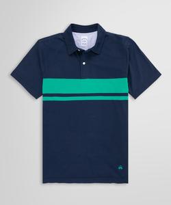 Поло из хлопкового трикотажа с полосками на груди