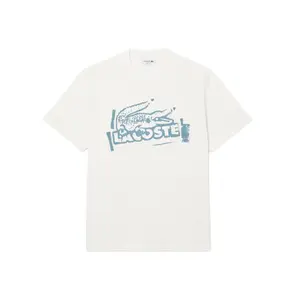 Футболка из хлопка с логотипом LACOSTE, белый/синий