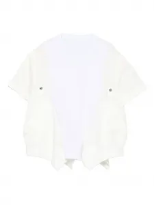 Топ с короткими рукавами и пуговицами SACAI, белый