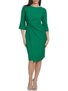 Платье-футляр миди с узлом спереди Kensie, цвет Tropical Green