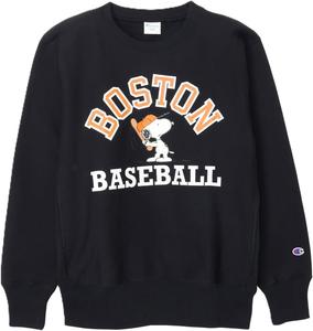 Мужская толстовка Champion с длинным рукавом, плотность ткани 11,5 унций, свободного кроя, с графическим принтом Peanuts, обратным плетением и круглым вырезом, черный