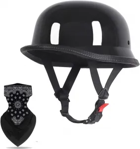 Винтажный мотоциклетный шлем, полушлем с сертификатом ECE, полушлем для мужчин и женщин, шлем-джет, ретро, ​​шлем для чоппера, шлем для скутера, велосипедный шлем с быстросъемными пряжками, яркий Labzaa, Bright black