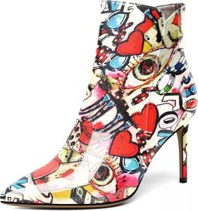 Женские ботильоны SAMMITOP на шпильке, ботильоны с высоким каблуком и сексуальной боковой молнией, модные ботильоны, обувь на осень и зиму, каблук 3,5'', Multi-Color