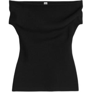 Топ офф-шолдер вязаный TOTEME, черный