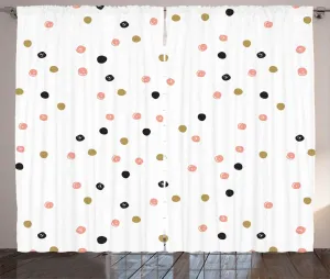 Штора ABAKUHAUS в розовый горошек в деревенском стиле, с рисунком от руки, универсальная, для гостиной, с петлями и крючками, 280 x 245 см, цвет: ярко-красный, антрацитово-серый Abakuhaus