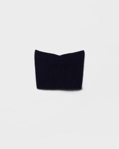 Бандажный топ из шерсти и кашемира с кулоном Prada, темно-синий