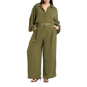 Женские брюки plus size с широкими штанинами и принтом Eloquii, Bronze Green
