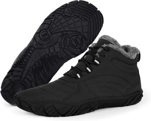 Оргон Зимние Босоножки-Сапоги для Снега для Женщин и Мужчин, Теплые Зимние Повседневные Снежные Ботинки для Походов, Женские и Мужские, Широкий Мыск, Ботинки до Щиколотки с Пятью Пальцами, Обувь с Нулевым Прогибом для Снега Orgone, Black