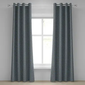 Шторы на люверсах ABAKUHAUS в этническом стиле, с круговыми мотивами, вдохновленными мандалой, в этническом стиле, декоративные, из двух панелей, 280 см x 245 см, светло-желто-голубые Abakuhaus