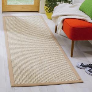 Ковер-дорожка SAFAVIEH, 61 x 305 см, Natural Fiber Collection - бежевый, сизаль и шерсть, тканый дизайн с каймой (NF475B)