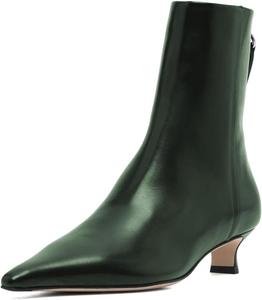 Женские классические закрытые ботильоны с низким каблуком-стилетом, застежкой на молнию сзади, формальная обувь для работы и офиса, размеры 4-16 US Wo wagas, Green