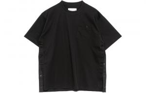 Футболка с логотипом и детализированным принтом Sacai, черный