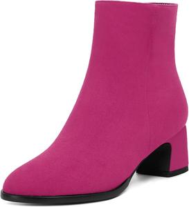 Женские ботинки SKYSTERRY на молнии, с круглым носком, замшевые, для улицы, вечерние, с массивным низким каблуком, до щиколотки, 2 дюйма