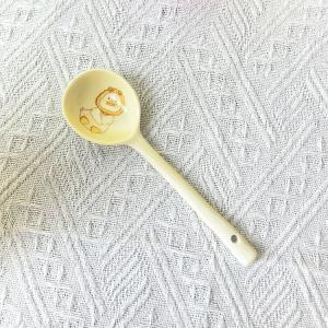 Ceramics Набор посуды с милым утенком, керамическая тарелка и миска с длинной ложкой 16,7 см, комплект из 4 предметов