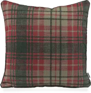 Х.ОК.К. Декоративная подушка "Эдди", клетка, Рождественская подушка, включая наполнитель, чехол на молнии H.O.C.K. 50х50 см, темно-зеленый/красный