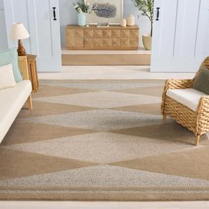 Ковер SAFAVIEH, 244 x 305 см, - коллекция Manhattan - большой - коричневый и серый, ручной работы из шерсти, идеально для гостиной, спальни, столовой (MAN477T)