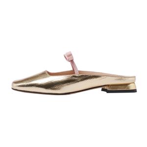 Yeezyy Reezy Золотые женские тапочки с закрытым носком, цвет Gold