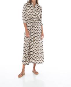 Платье-рубашка макси с зигзагом коричневого цвета SKEMO