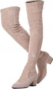 Женские ботфорты N.N.G выше колена с замшей, с широким каблуком, зимние, низкие, длинные, комфортные, с заостренным носком, 2''Heels Khaki