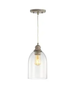 Fontaine 6,25" регулируемый светодиодный подвесной светильник из серо-бежевого стекла Jonathan Y, gray