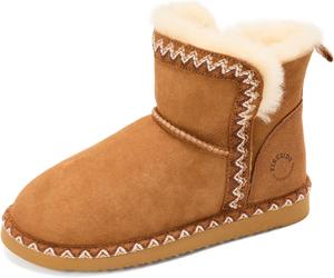 Женские домашние тапочки Dearfoams Fireside с отворотом, из овчины, водоотталкивающие, для дома и улицы Fireside by Dearfoams, Chestnut Taping