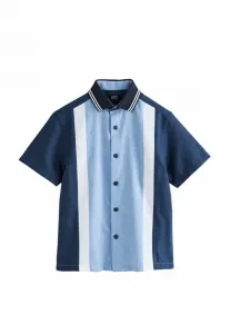Классическая рубашка с коротким рукавом в элегантном стиле Next, Blue Navy Colourblock Stripe