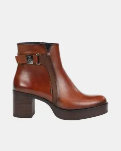 Женские ботильоны из кожи на каблуке Fluchos, светло-коричневый