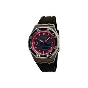 Часы Casio G-Shock Analog-Digital 2100 Series, арт. GA-2100-1A1, черный/серебро/розовый