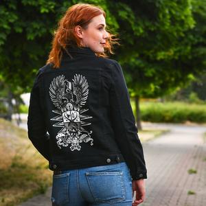 Джинсовая куртка с гербом Дамблдора черная - Фантастические твари