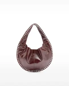 Сумка через плечо из гладкой кожи в стиле хобо с заклепками и магнитной застежкой Parfois, темно-коричневый