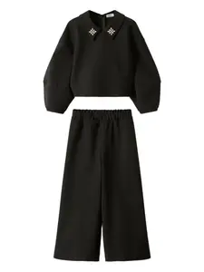 Костюм с брюками, украшенный кристаллами Il Gufo, черный