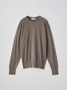 Хлопковый трикотажный пуловер с круглым вырезом и длинными рукавами | EMMA | 30G, стандартный крой