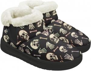 Зимние женские ботинки на щиколотку с широкой колодкой, с плюшевой подкладкой, дышащим верхом, теплые для улицы, без шнурков Chririnla, Fun Skull Print