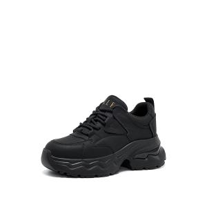 ELLE Высокие облегченные массивные кроссовки женские низкие черные, цвет Black