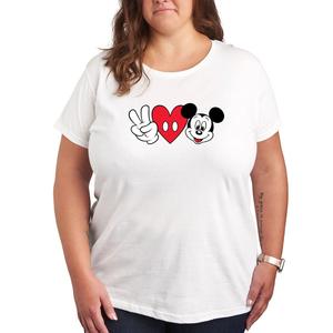 Футболка Missy размера плюс с рисунком Disney Peace Love Mickey Licensed Character, белый